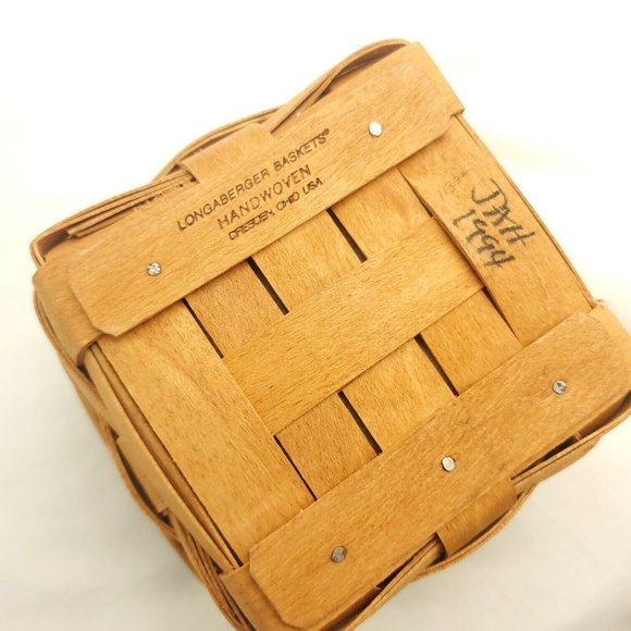 Longaberger Brown Leather Double Handle And Liner Handwoven Picnic Basket - Picture 7 of 13